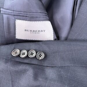 Burberry London Blazer Men's 40R Navy Windowpane Wool Jacket Classic Fit